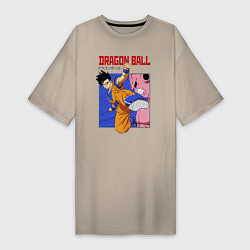 Футболка женская-платье Dragon Ball - Сон Гоку - Удар, цвет: миндальный