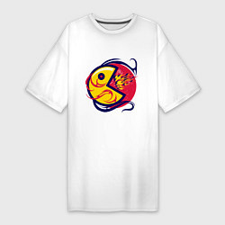 Женская футболка-платье Pacman из ретро игры извергает пламя
