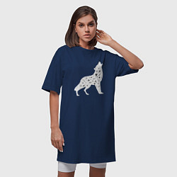 Футболка женская-платье Созвездие волка - волк из звезд, цвет: тёмно-синий — фото 2