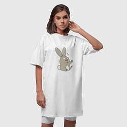 Футболка женская-платье Испуганный кролик, цвет: белый — фото 2