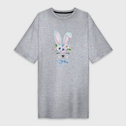 Женская футболка-платье Кролик в цветах