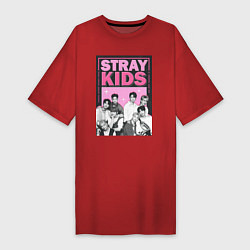 Футболка женская-платье Stray Kids boy band, цвет: красный