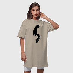 Футболка женская-платье Силуэт Майкла Джексона - Minimalism, цвет: миндальный — фото 2