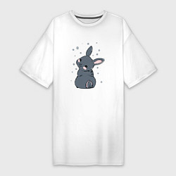 Футболка женская-платье Черный кролик Пикачу, цвет: белый