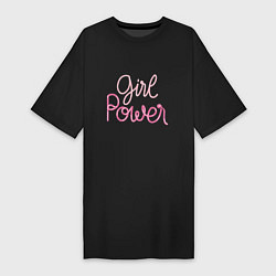 Футболка женская-платье Pink - girl Power, цвет: черный