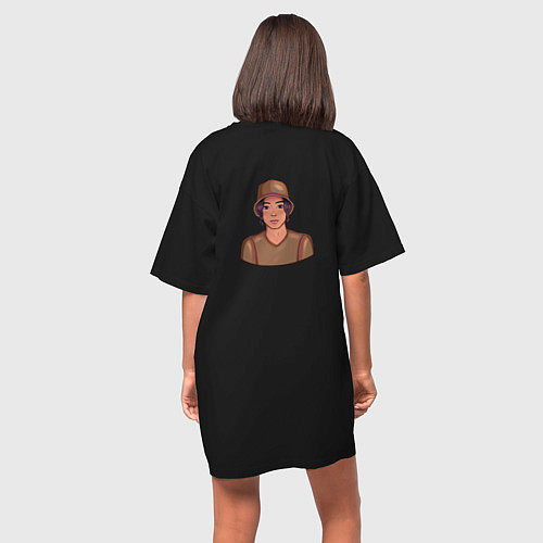 Женская футболка-платье Мультяшный мальчик в шляпе / Черный – фото 4