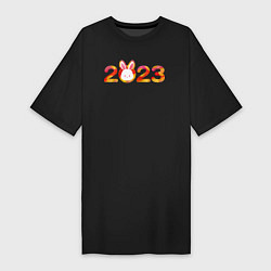 Футболка женская-платье Новый год 2023, цвет: черный