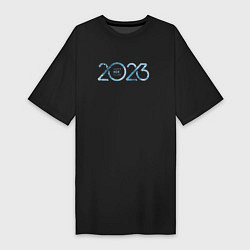 Футболка женская-платье 2023 Новый год, цвет: черный