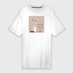 Футболка женская-платье Вера надежда любовь, цвет: белый