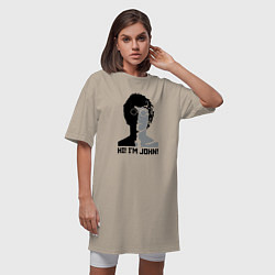 Футболка женская-платье Джон Леннон - портрет, цвет: миндальный — фото 2
