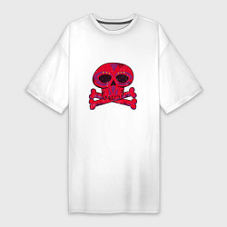 Женская футболка-платье Колдунский череп и кости