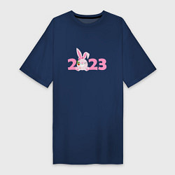 Женская футболка-платье Розовый кролик 2023