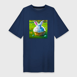 Женская футболка-платье Милый кролик в корзинке