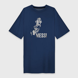 Футболка женская-платье Leo Messi scream, цвет: тёмно-синий