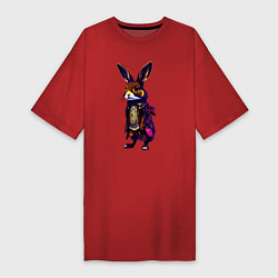 Футболка женская-платье Кролик в шубе, цвет: красный