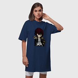 Футболка женская-платье Эдгар Аллан по в минимализме, цвет: тёмно-синий — фото 2