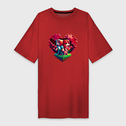 Женская футболка-платье Влюбленные в Minecraft
