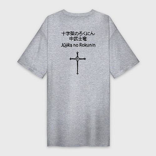 Женская футболка-платье Манга Крест Рокунин / Меланж – фото 2
