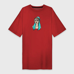 Футболка женская-платье Лисса в очках, цвет: красный