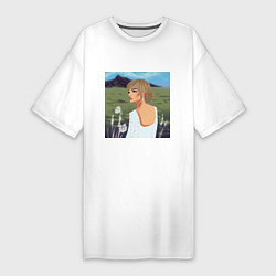 Женская футболка-платье Портрет девушки на фоне природы