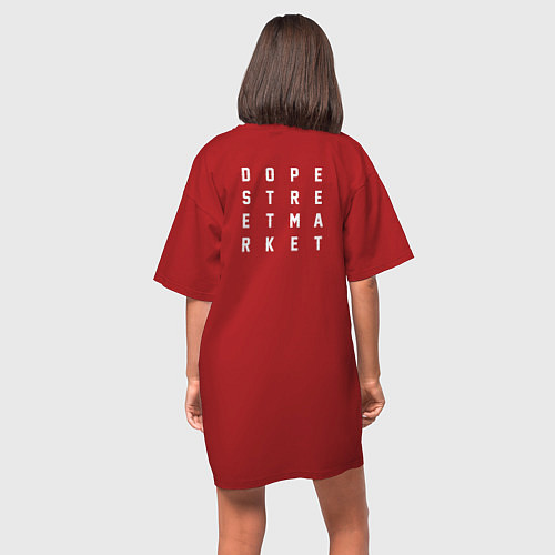 Женская футболка-платье Dope street market shark / Красный – фото 4