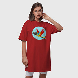 Футболка женская-платье Красочный попугай, цвет: красный — фото 2