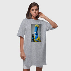Футболка женская-платье Marge Simpson and black cat - нейросеть - fantasy, цвет: меланж — фото 2