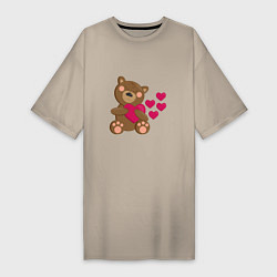 Женская футболка-платье Влюбленный медведь с сердцем