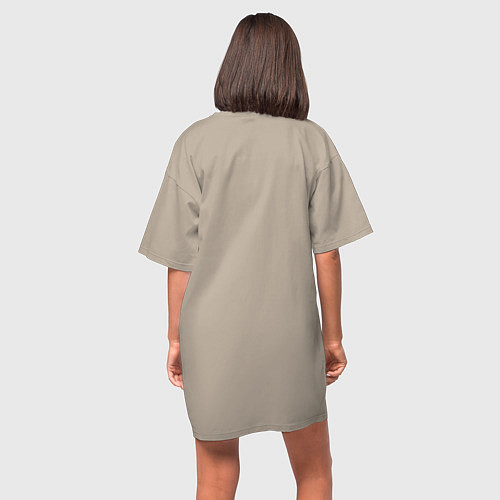 Женская футболка-платье Мультяшная чайка на фоне маяка / Миндальный – фото 4