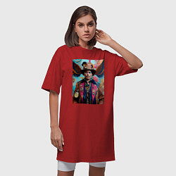 Футболка женская-платье Джонни Депп - стимпанк - нейросеть - фантазия, цвет: красный — фото 2