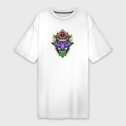 Женская футболка-платье Волк с черепом