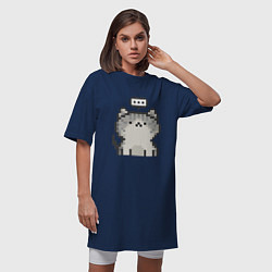 Футболка женская-платье Pixel Cat V1, цвет: тёмно-синий — фото 2