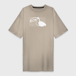 Футболка женская-платье Le toucan has arrived Twitch ASCII art белый, цвет: миндальный