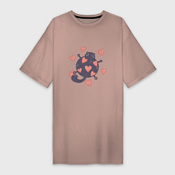Женская футболка-платье Мартовский котик в любви