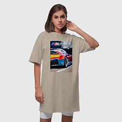 Футболка женская-платье BMW M Power - motorsport, цвет: миндальный — фото 2
