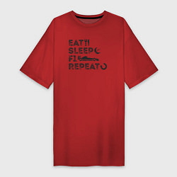 Футболка женская-платье Eat sleep F1, цвет: красный