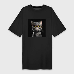 Женская футболка-платье Желтоглазый котик в очках