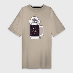 Футболка женская-платье Space beer, цвет: миндальный