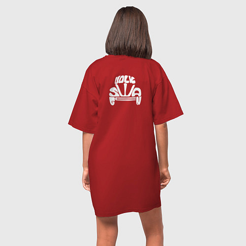 Женская футболка-платье Фольксваген надпись - картинка / Красный – фото 4