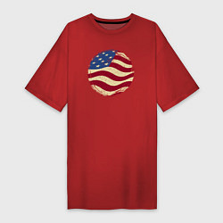 Футболка женская-платье Flag USA, цвет: красный
