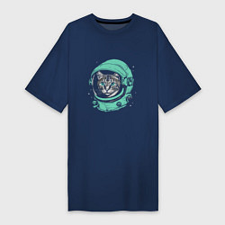 Женская футболка-платье Котик астронавт