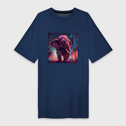 Женская футболка-платье Кибер-слон в свете неона