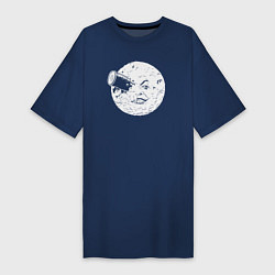 Футболка женская-платье Путешествие на Луну, цвет: тёмно-синий