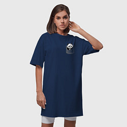 Футболка женская-платье Панда в кармане, цвет: тёмно-синий — фото 2
