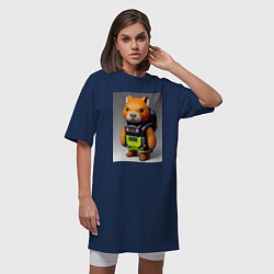 Футболка женская-платье Baby capybara - cyberpunk - neural network, цвет: тёмно-синий — фото 2