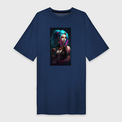 Футболка женская-платье Jinx Arcane League of Legends, цвет: тёмно-синий