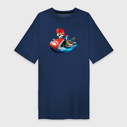 Футболка женская-платье Марио на машине, цвет: тёмно-синий