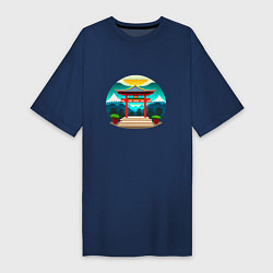 Женская футболка-платье Ворота японского храма синто