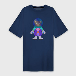Футболка женская-платье Мишка космонавт, цвет: тёмно-синий