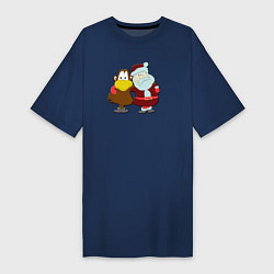 Женская футболка-платье Monkey Chi and Santa Claus